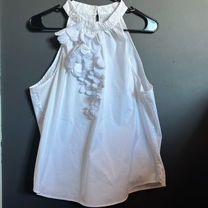 Sleeveless Petite Blouse with Floral Accents